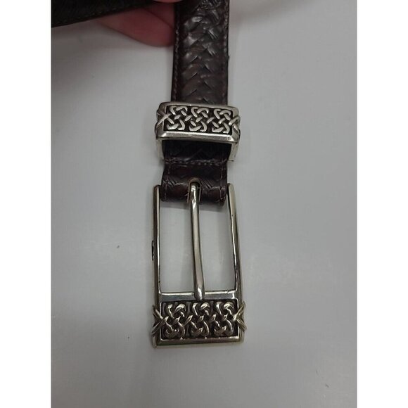 Vintage Brighton Brown Leather Weave Belt Women's Size M 32 - Picture 2 of 8